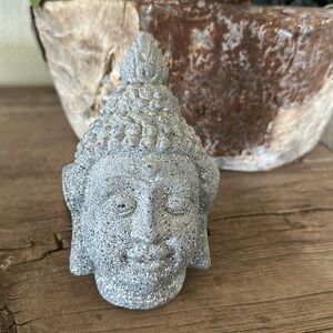 Grey & White Stone Face Buddha Head